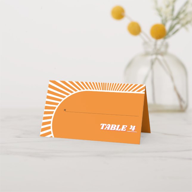 Carte De Placement Rayons de soleil orange super rétro les années 70  (Devant)