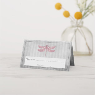 Carte De Placement Réception de libellules à bijoux rose