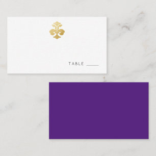 Carte De Placement Réception Gold Purple Fleur de Lis Damask