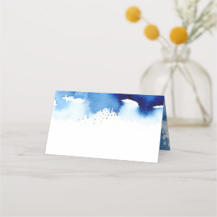 Carte De Placement RÉCEPTION MARIAGE design aquarelle bleu marine