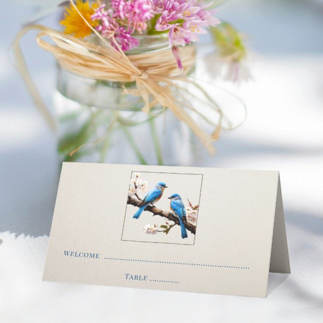 Carte De Placement Réception Spring Bluebirds (Spring Bluebirds Wedding Reception Place Card)