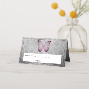 Carte De Placement Réception Vintage papillon rose Damask