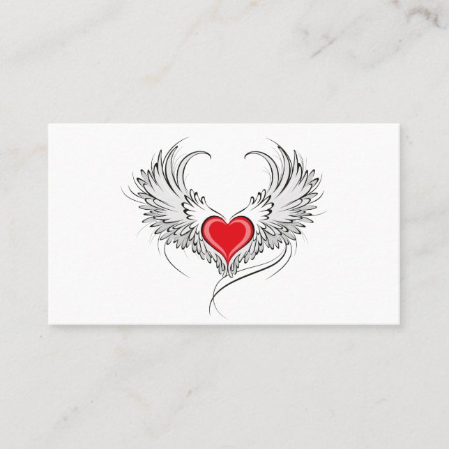 Carte De Placement Red Angel Coeur avec ailes (Devant)