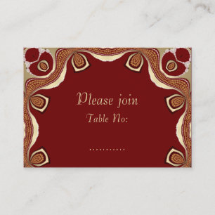 Carte De Placement Red+Gold Tribal Royal Event Table Place Card