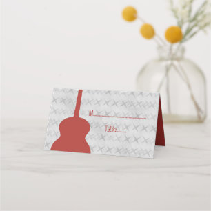 Carte De Placement Red Guitar Grunge Tented Place Card