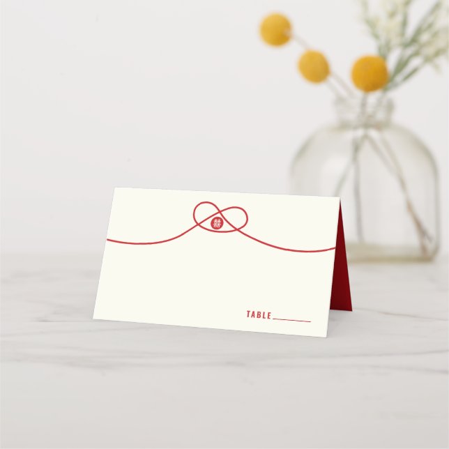 Carte De Placement Red Knot Union Double Bonheur Mariage chinois (Devant)