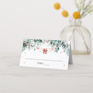 Carte De Placement Red Winter Neige Noël Vêtements de bébé Carte Plac