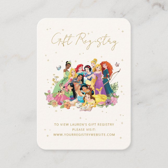Carte De Placement Registre cadeau Disney Princess Floral Insertion (Devant)