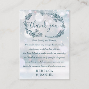 Carte De Placement Remerciements de mariage d'hiver Florales Rustique