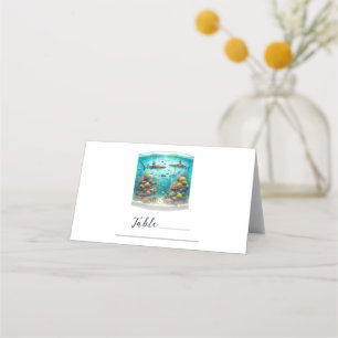 Carte De Placement Requins et poissons Aquatic Aquarium Mariage