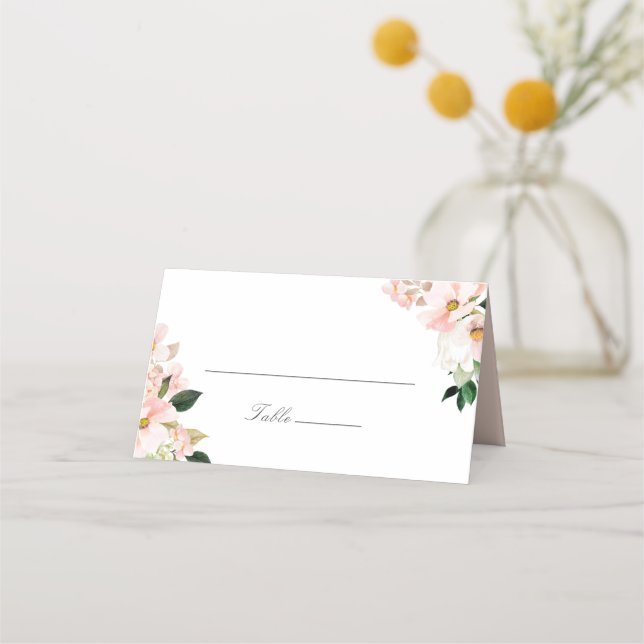 Carte De Placement Ressort Hydrangea Blossom Blush rose Mariage Flora (Devant)