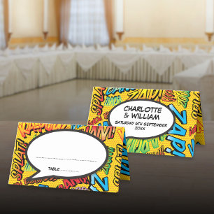 Carte De Placement Retro Comic Livre Pop Art Mariage personnalisé