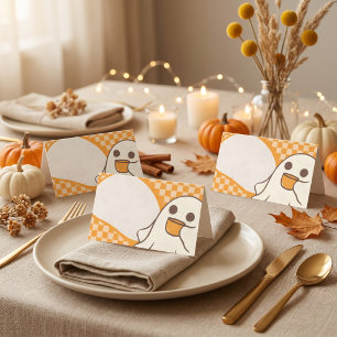 Carte De Placement Rétro Fantôme Mignon Halloween Épouvantable