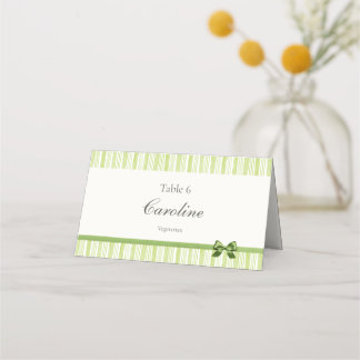 Carte De Placement Retro Green Stripes with Meal Preference Table
