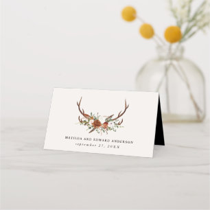 Carte De Placement Robe noire de cerf de ferme rustique table mariage