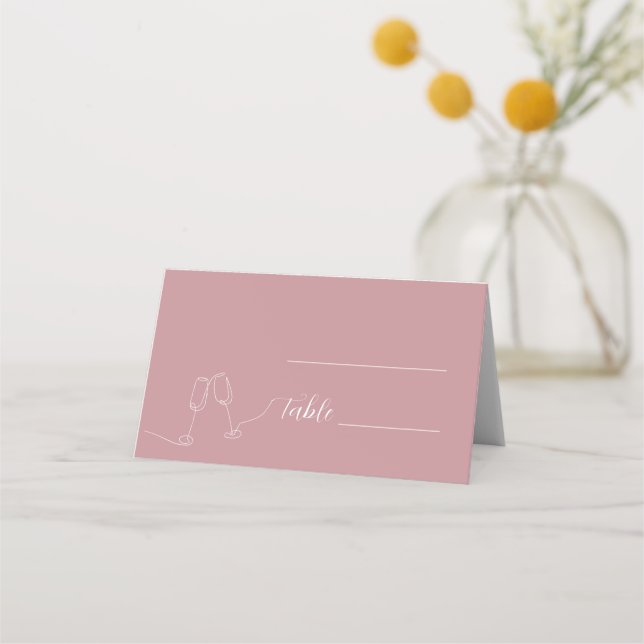 Carte De Placement ROE rose et blanc Mariage simple (Devant)
