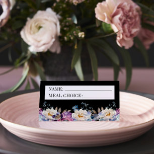 Carte De Placement Romantique Floral Moody Dark Meal Choice Mariage