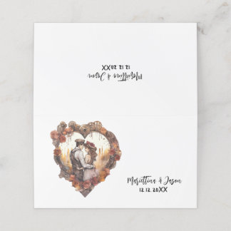 Carte De Placement Romantique Steampunk aquarelle couple coeur