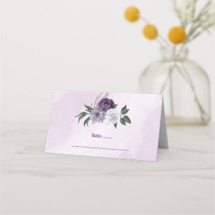 Carte De Placement Romantique violet & blanc fleuri vert