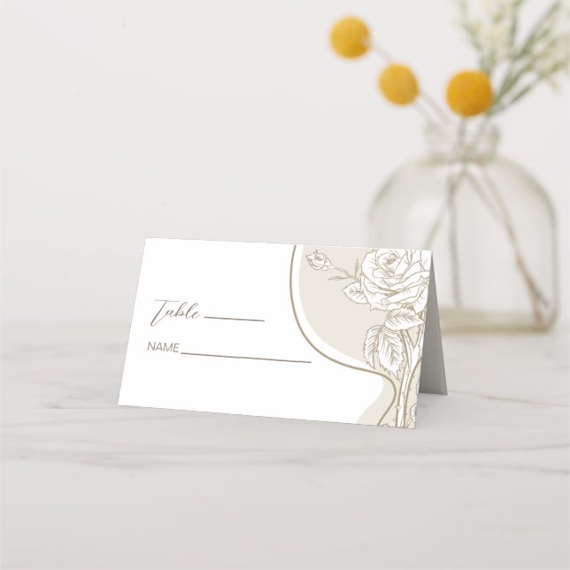 Carte De Placement Rose blanc et beige (Devant)