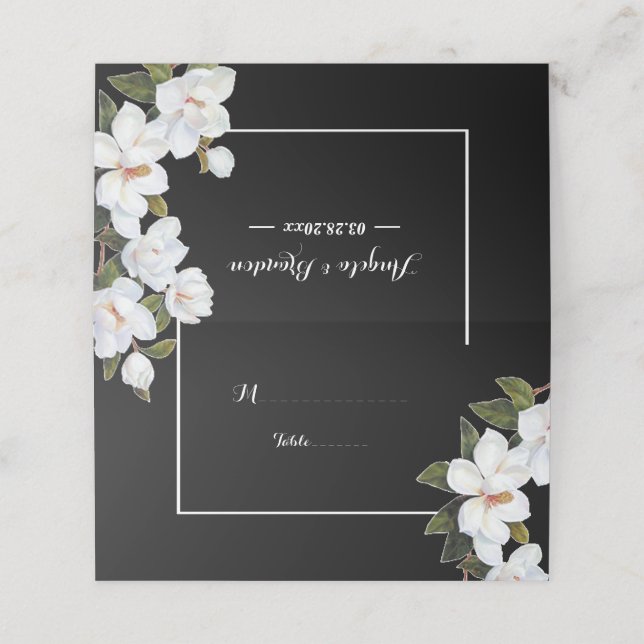 Carte De Placement Rose blanche vintage (Extérieur déplié)