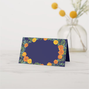 Carte De Placement Rose bleu et orange Floral Mariage moderne