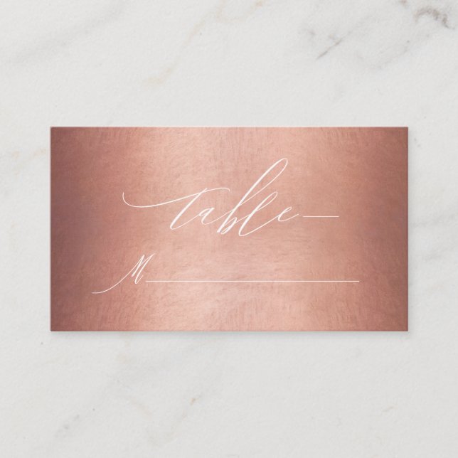 Carte De Placement Rose chic Gold White Script Monogram Mariage (Devant)