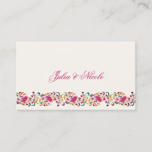 Carte De Placement Rose Classique Verte Jaune Florale Cygne Oiseau Ma