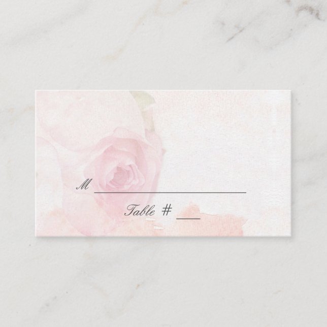 Carte De Placement Rose d'aquarelle | MARIAGE (Devant)