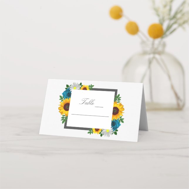 Carte De Placement Rose de tournesol Daisy Floral Mariage (Devant)