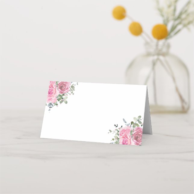 Carte De Placement Rose Dusty Eucalyptus Botanique Floral (Devant)