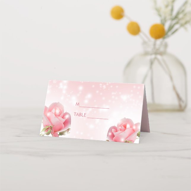 Carte De Placement Rose étincelant (Devant)