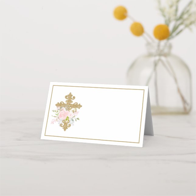 Carte De Placement Rose Garden Baptême Plié Tente Place Carte (Devant)
