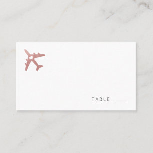 Carte De Placement Rose Gold Avion Voyage à thème plat