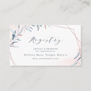 Carte De Placement Rose Gold Blue Greenery Registre géométrique des m