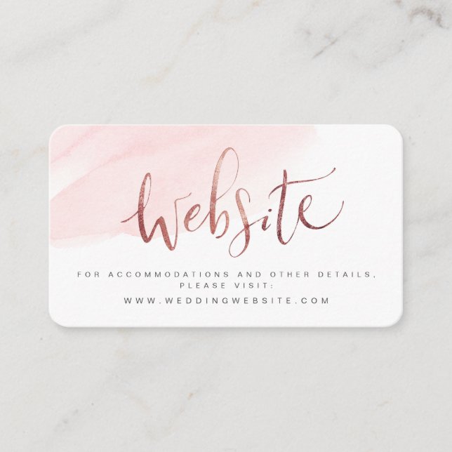 Carte De Placement Rose Gold Blush Script Mariage site Web Insérer un (Devant)