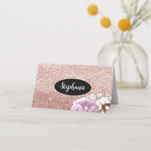 Carte De Placement Rose Gold Faux Parties scintillant Nom Titulaire C
