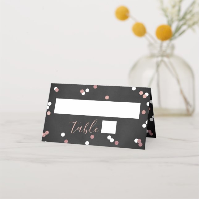 Carte De Placement Rose Gold Foil Confetti Mariage (Devant)