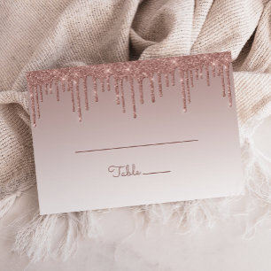 Carte De Placement Rose Gold Pailleté Chic Grosse Fête Plate Grand Dé