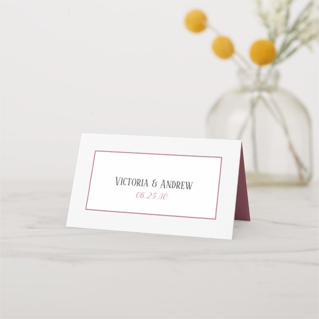 Carte De Placement Rose moderne Gold Script Mariage minimal (Dos)