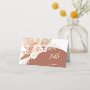 Carte De Placement Rose Muet Pampas Terracotta Boho Mariage Table