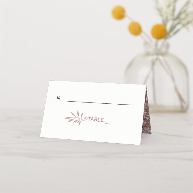 Carte De Placement Rose or feuille parties scintillant mariage tente  (Devant)