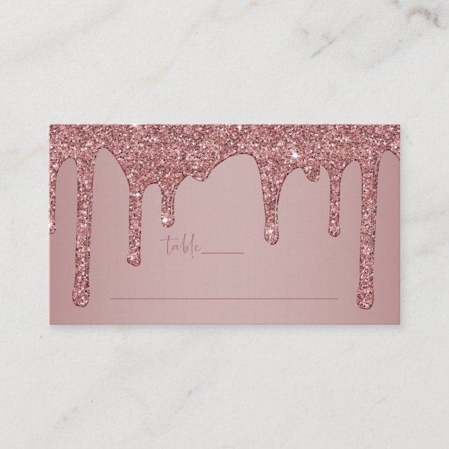Carte De Placement Rose Parties scintillant or  gouttes Quinceanera (Devant)