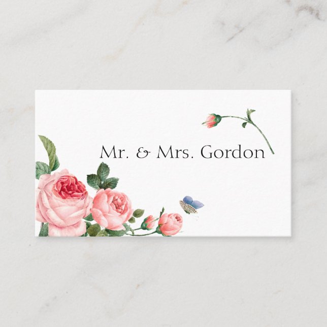 Carte De Placement Rose rose floral rougissant Élégant (Devant)