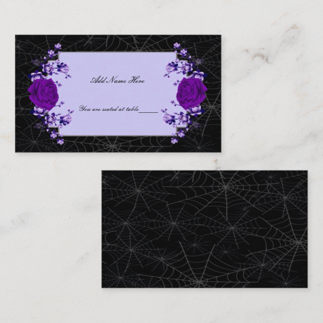 Carte De Placement Rose violet Floral Spiderweb Mariage de automne Ta (Devant / Derrière)