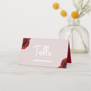 Carte De Placement Roses aquarellées rouges blush taupe Mariage moder