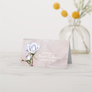 Carte De Placement Roses Blanches Douces Romantiques Table Élégante d