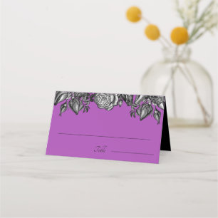 Carte De Placement Roses noir et blanc Mariage électrique violet