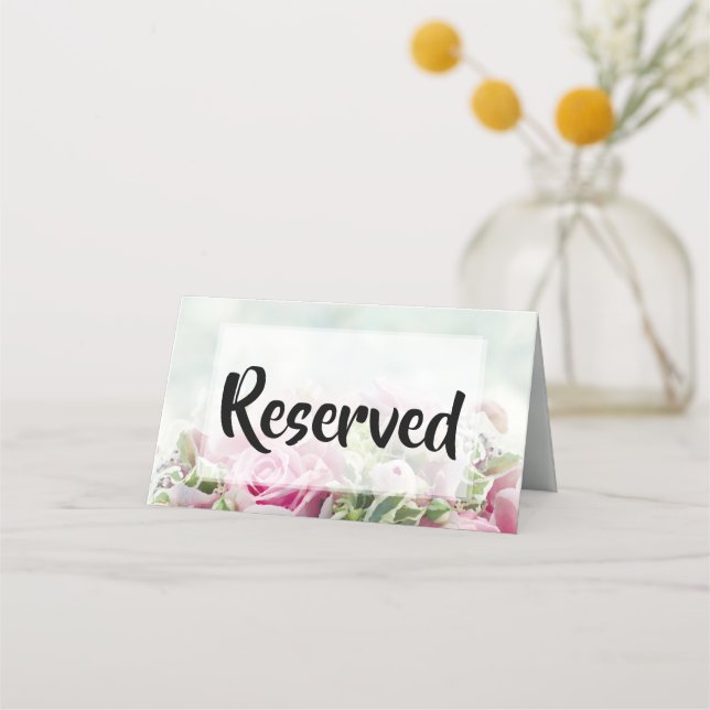 Carte De Placement Roses roses roses et Mariage de pivoines Réservé (Devant)