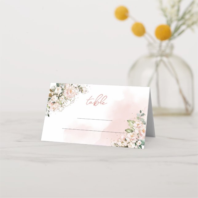 Carte De Placement Roses roses roses rose vif et fleuries or scintill (Devant)